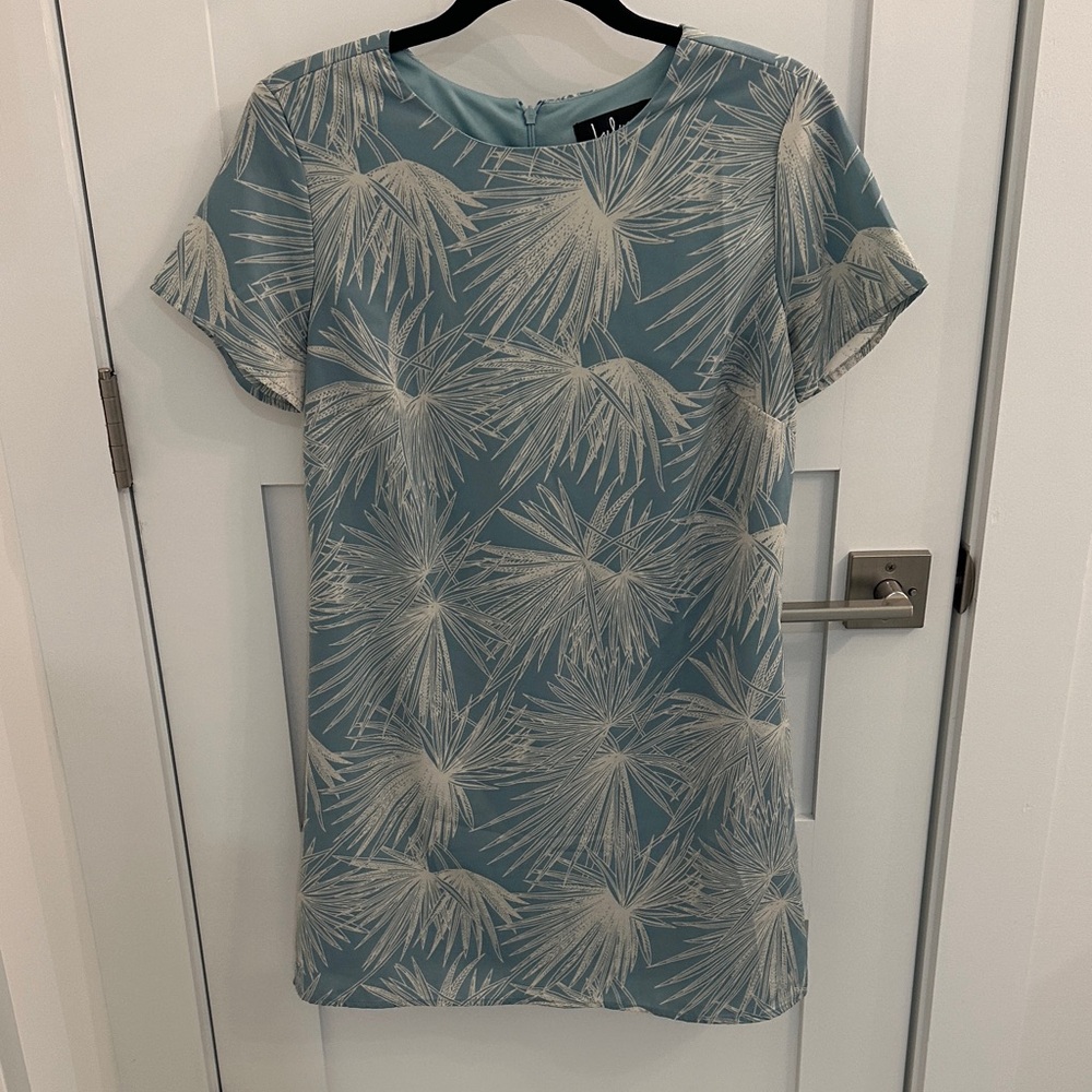 Blue/Green Palm Print Women's Dress